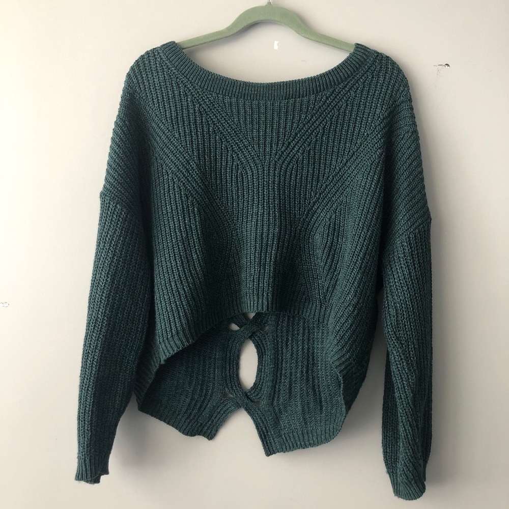 Express Hi-Low Cropped Sweater with Back Cut-Outs